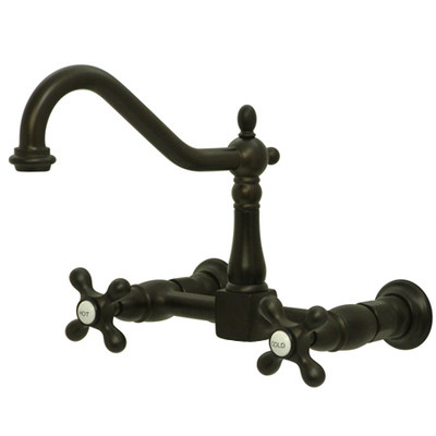 Heritage-Double-Handle-Widespread-Wall-Mount-Kitchen-Faucet-with-Optional-Side-Spray-KS124